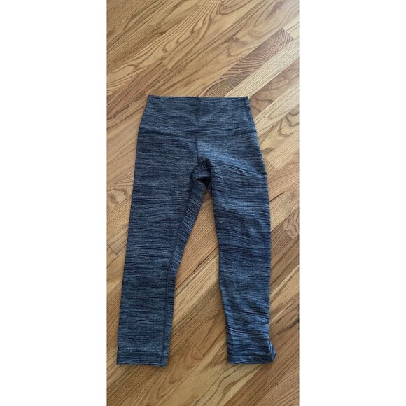 Lululemon Wunder Under Crop 21” Luxtreme Bit Point Ice Grey Black Leggings 6 - Picture 1 of 4